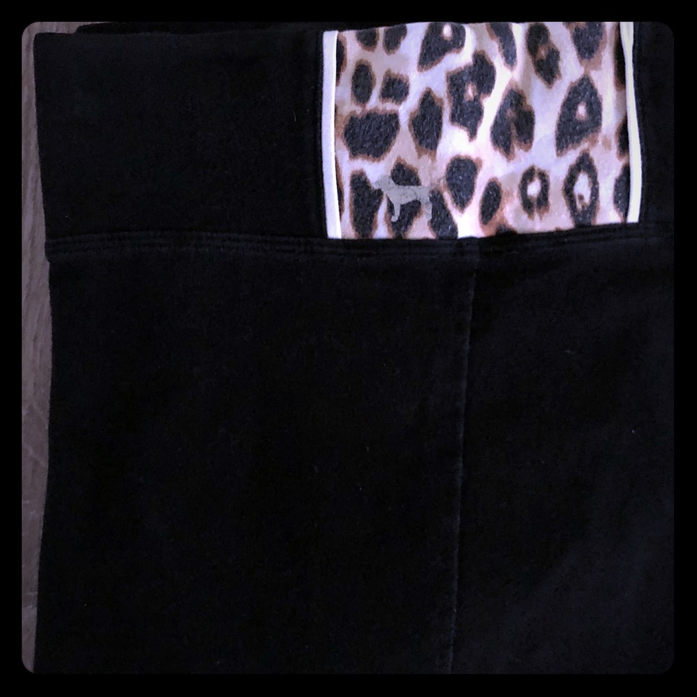 🐕🎉 VS PINK YOGA PANT SZ L Black Leopard Waist
